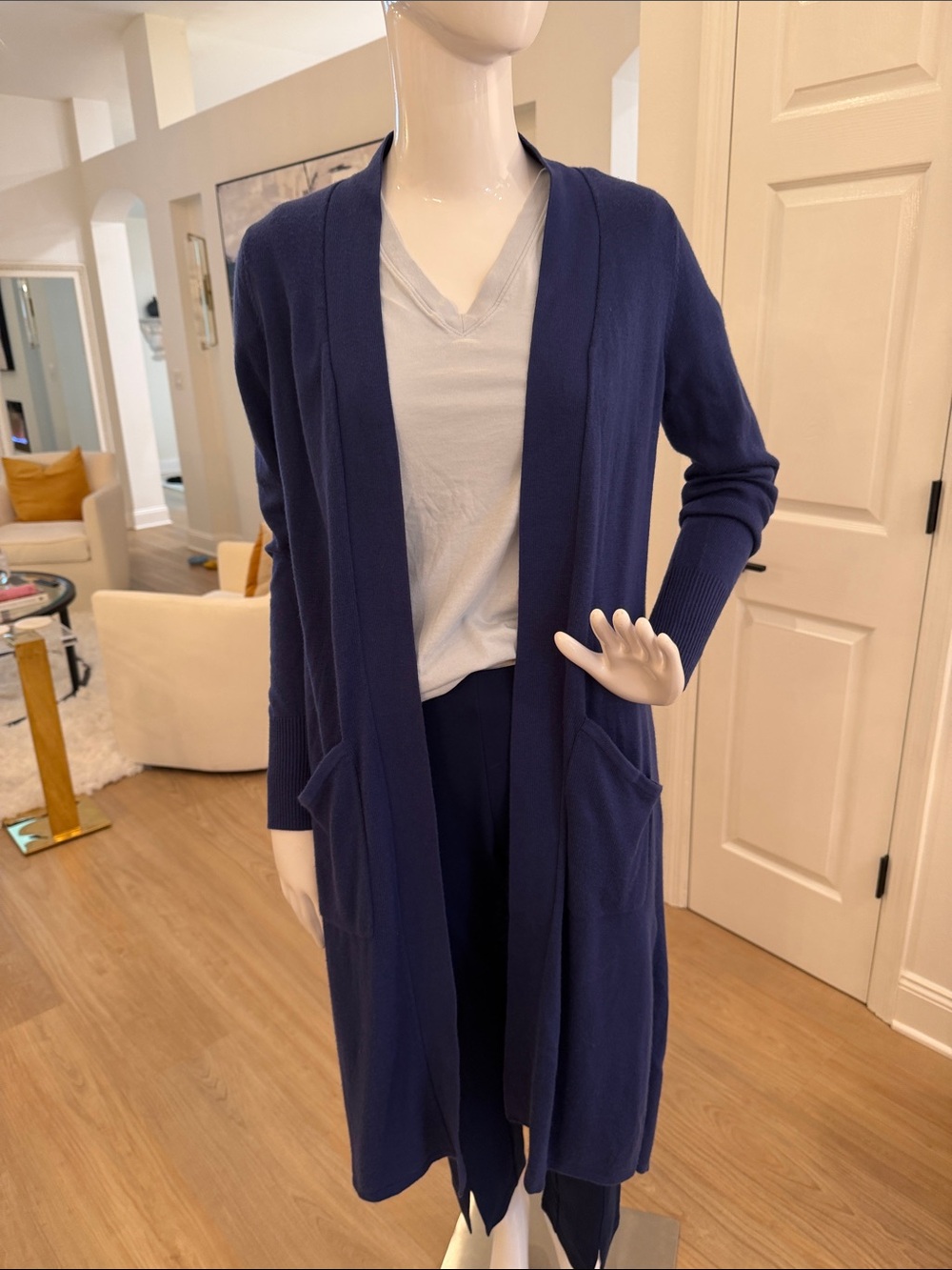 Halston Royal Blue Long  Duster Cardigan